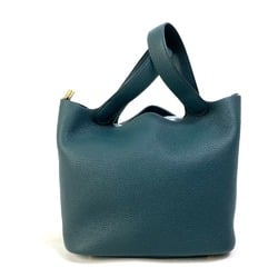 HERMES Picotin Lock MM Tote Bag Handbag Taurillon Clemence Women's Vert Super Green x Blue