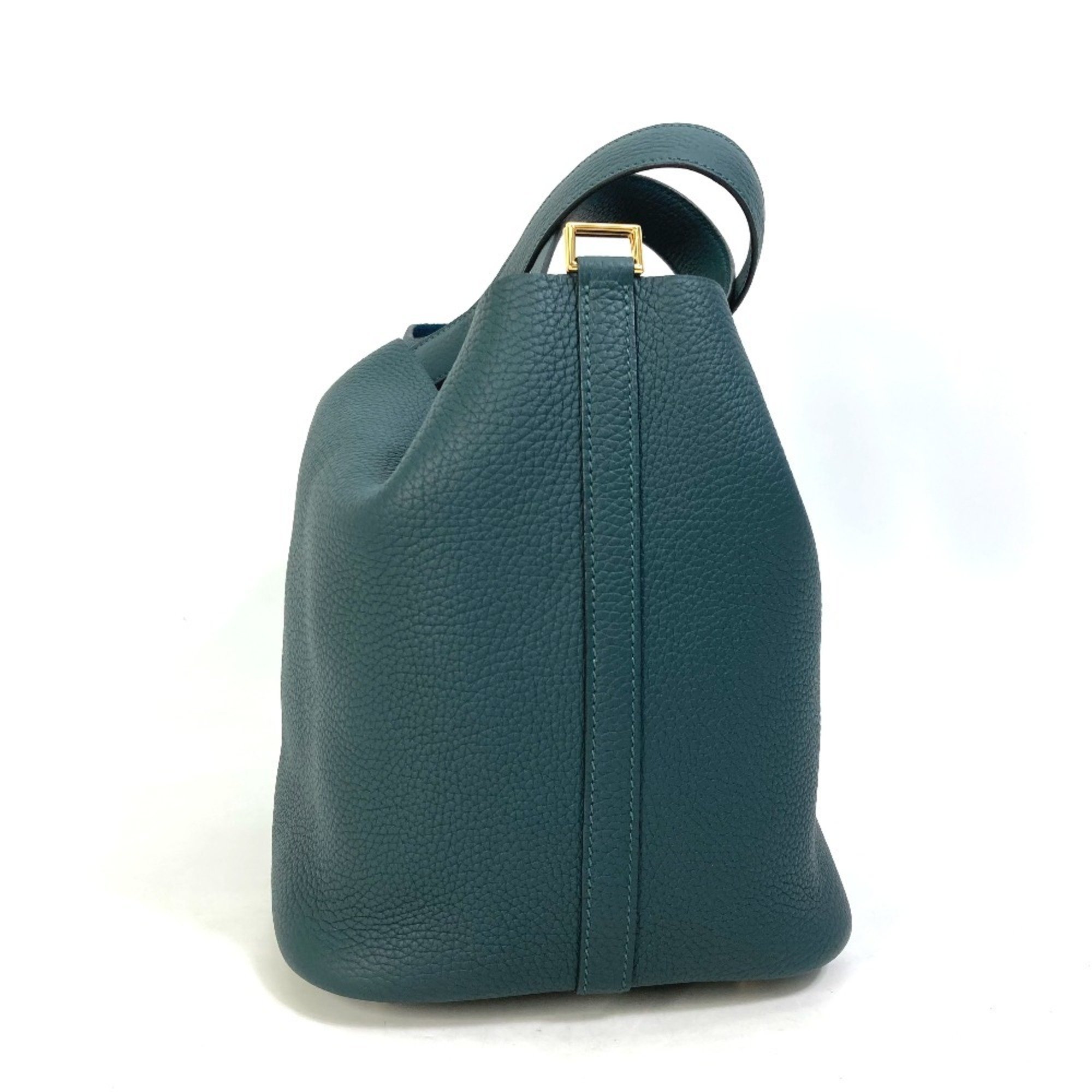 HERMES Picotin Lock MM Tote Bag Handbag Taurillon Clemence Women's Vert Super Green x Blue