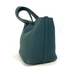 HERMES Picotin Lock MM Tote Bag Handbag Taurillon Clemence Women's Vert Super Green x Blue