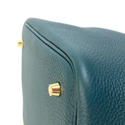 HERMES Picotin Lock MM Tote Bag Handbag Taurillon Clemence Women's Vert Super Green x Blue