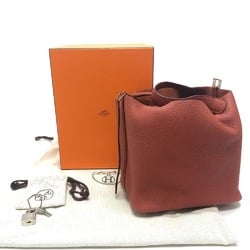 HERMES Picotin Lock PM Handbag Taurillon Clemence Women's Rouge Ash Red