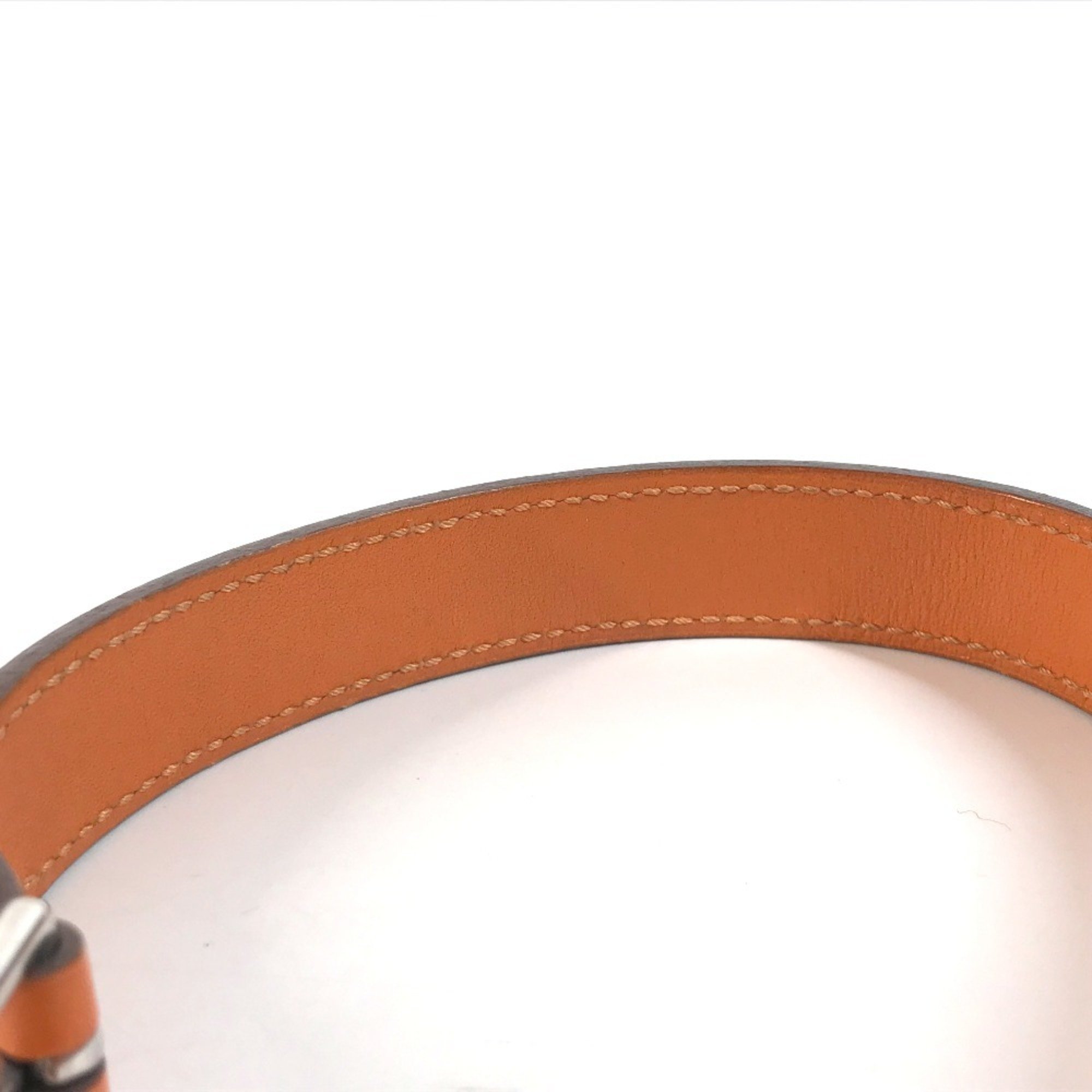 HERMES Pet Collar H Dog Animal Leather Men Women Orange