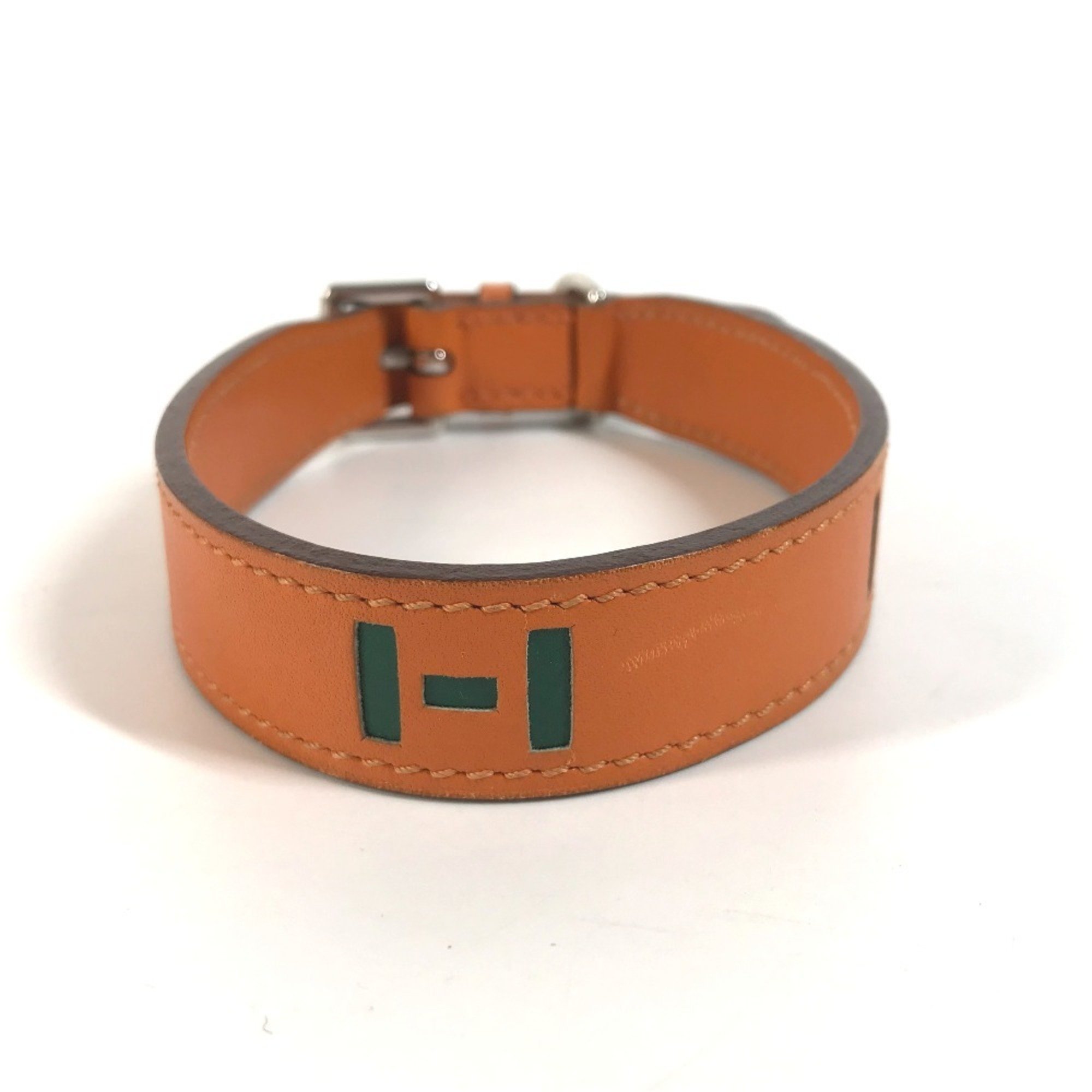 HERMES Pet Collar H Dog Animal Leather Men Women Orange