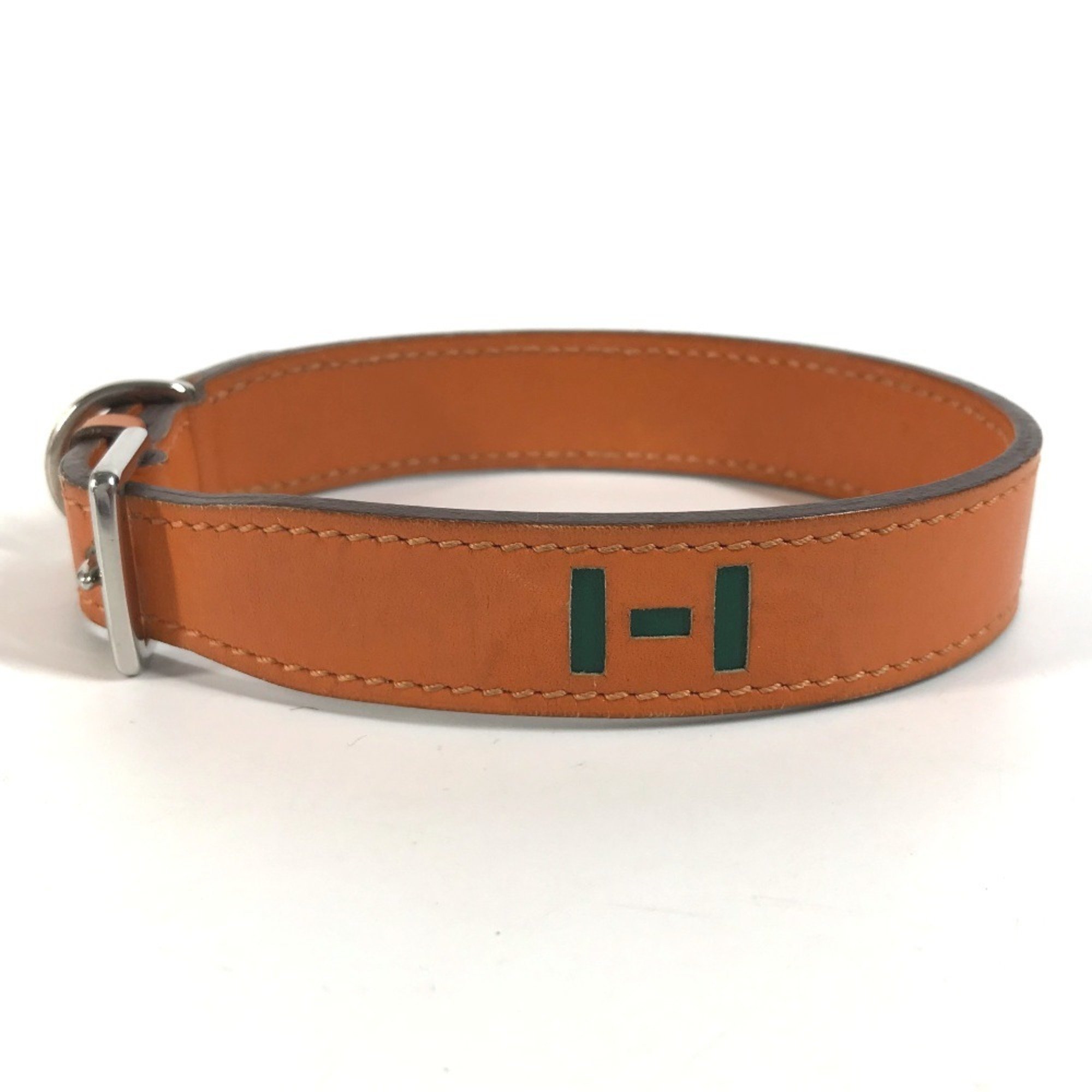 HERMES Pet Collar H Dog Animal Leather Men Women Orange