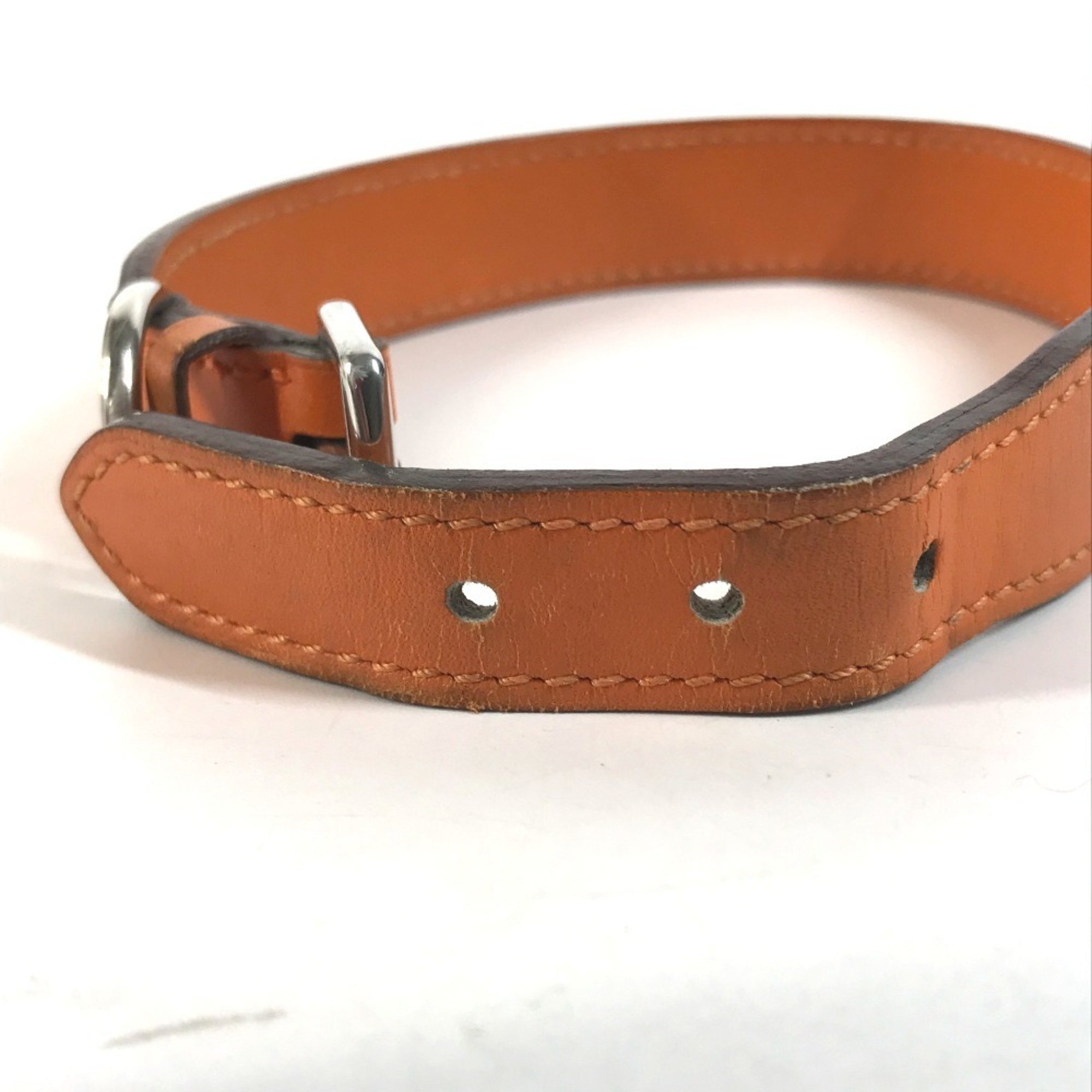 HERMES Pet Collar H Dog Animal Leather Men Women Orange