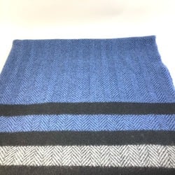 HERMES Hermes Matte Border Knee Blanket Wool Women's Blue