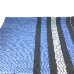 HERMES Hermes Matte Border Knee Blanket Wool Women's Blue