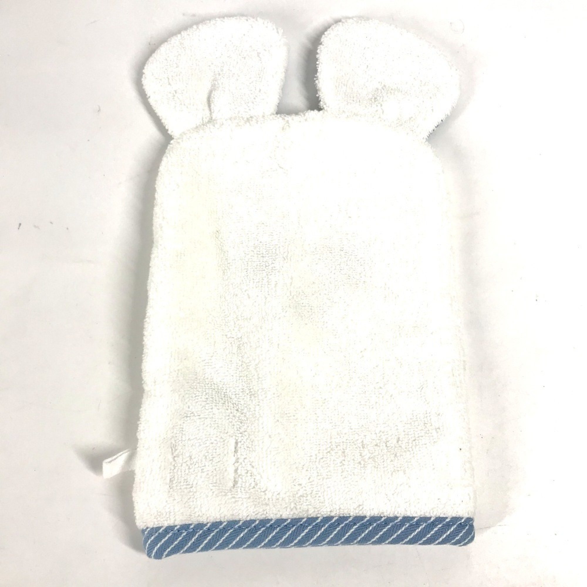 HERMES Baby Mitten Panda Washcloth Pass-Through Body Towel Cotton Kids Blue