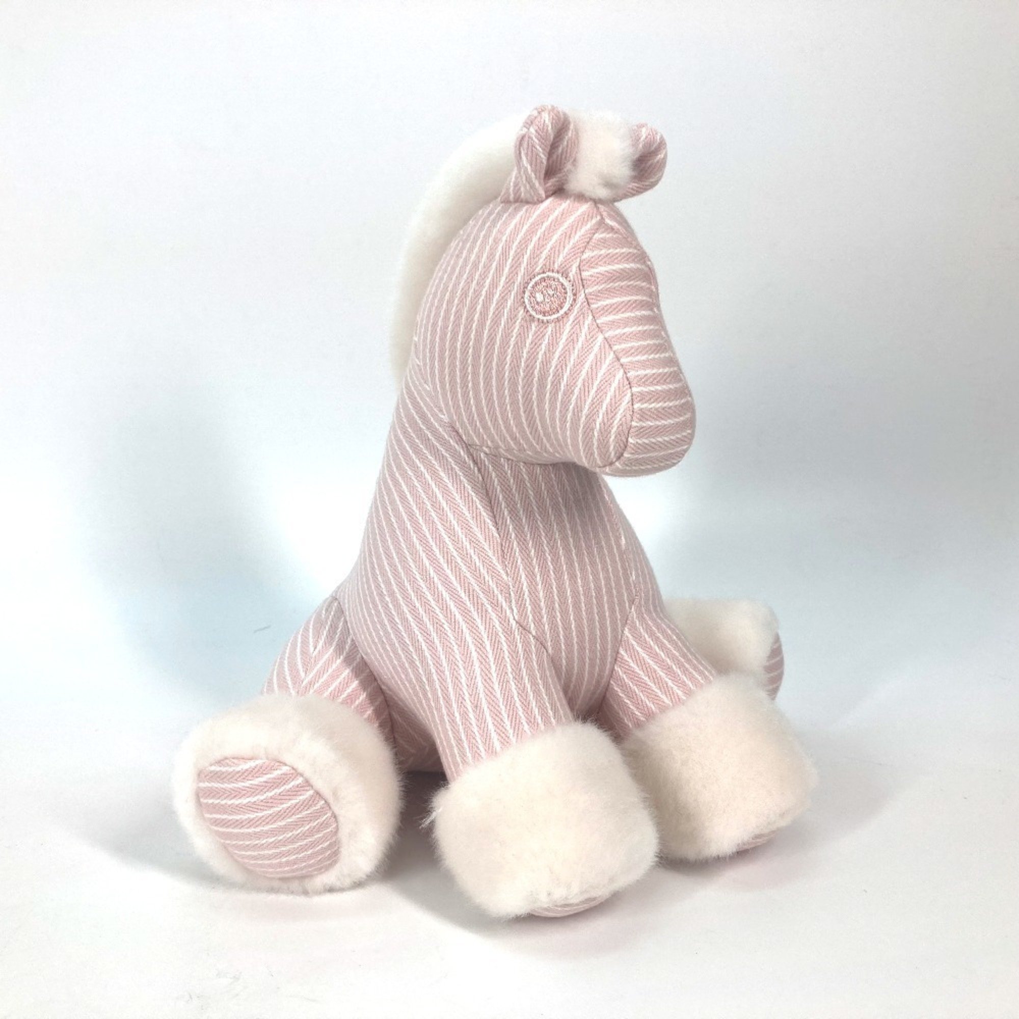 HERMES Hermes Doll Object Stripe Fur Baby Hermie Horse Cheval Plush Cotton Kids Pink