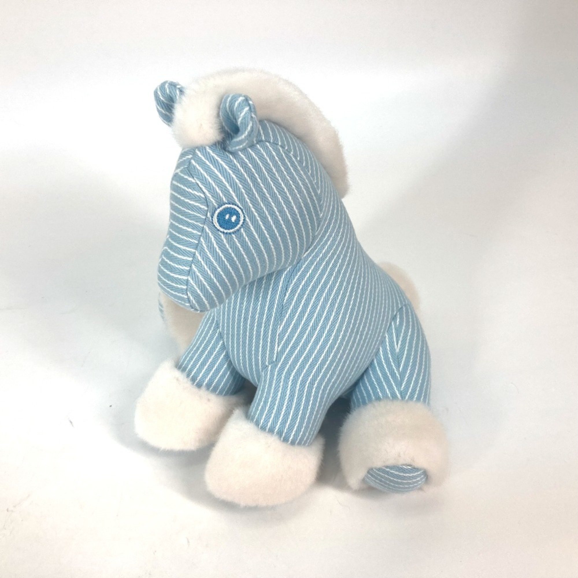 HERMES Hermes Doll Object Stripe Fur Baby Hermie Horse Cheval Plush Cotton Kids Blue