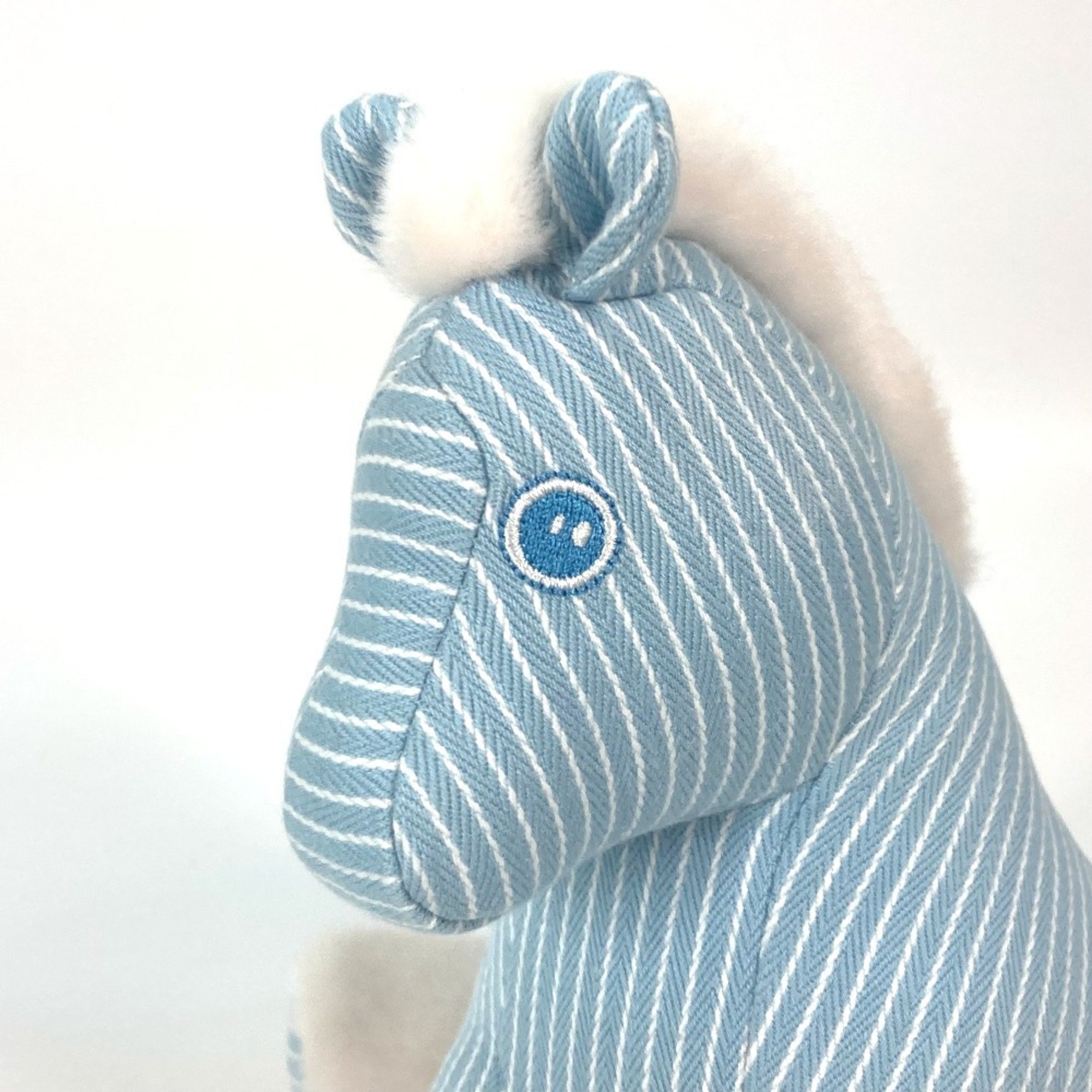 HERMES Hermes Doll Object Stripe Fur Baby Hermie Horse Cheval Plush Cotton Kids Blue