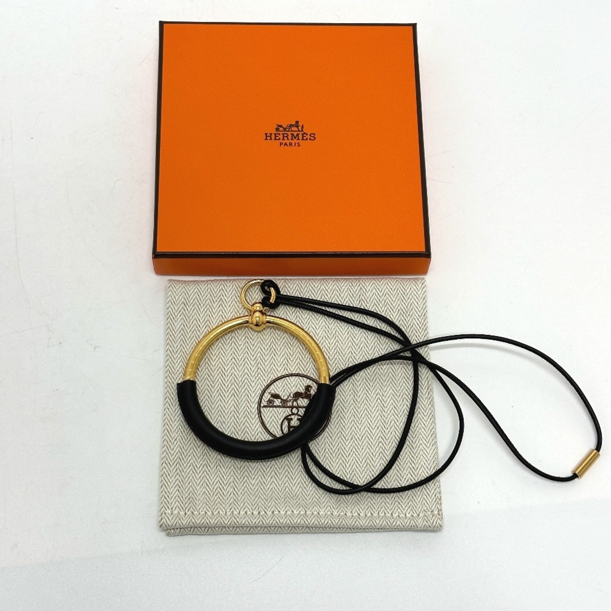 HERMES Hermes Loop Grand Accessory Necklace Metal Women's Noir Gold