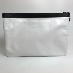 JIMMY CHOO Star Studs DEREK Second Bag Clutch Leather Men's White x Black