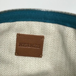 HERMES Hermes Bicycle Studs Velocipedi Flat Pouch GM Canvas Men's Women's Blue