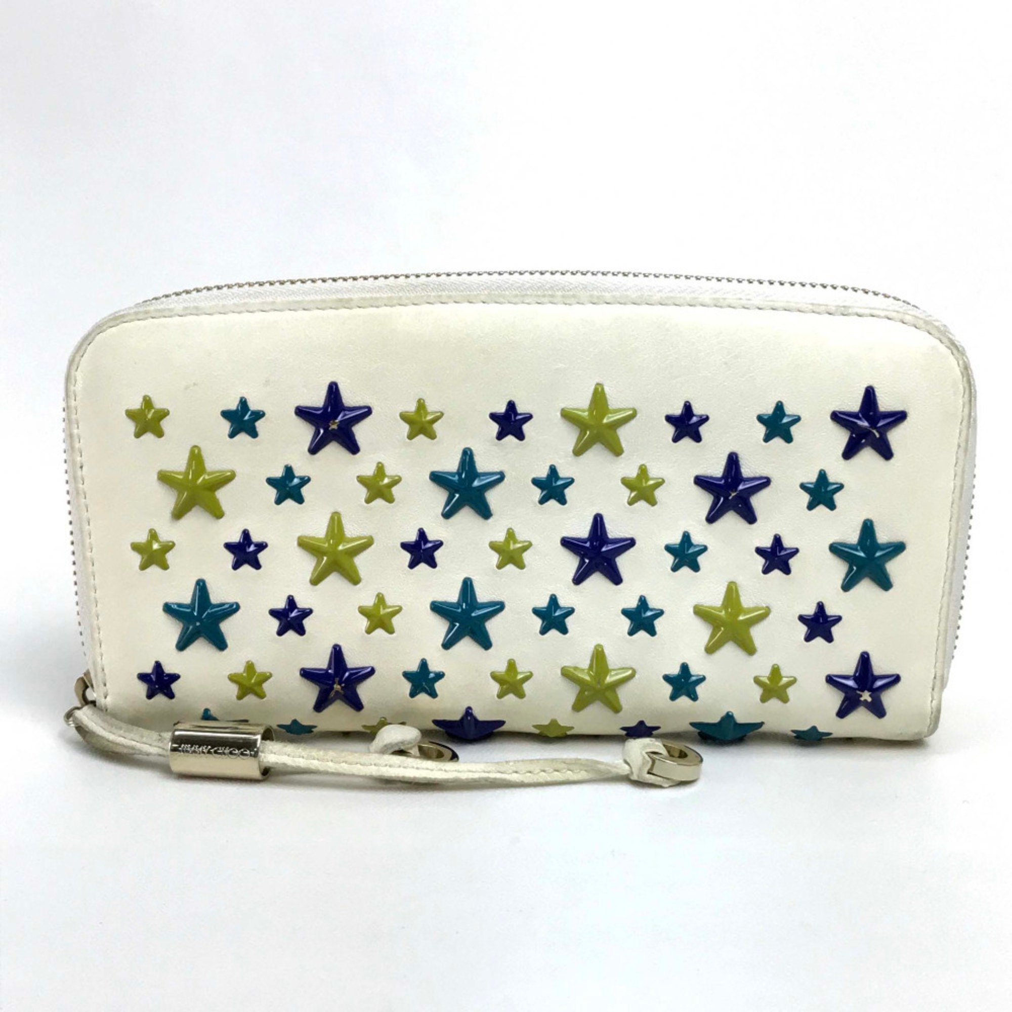 JIMMY CHOO Jimmy Choo Round Long Wallet Star Studs Accessories Small Items Leather Off-White Women's