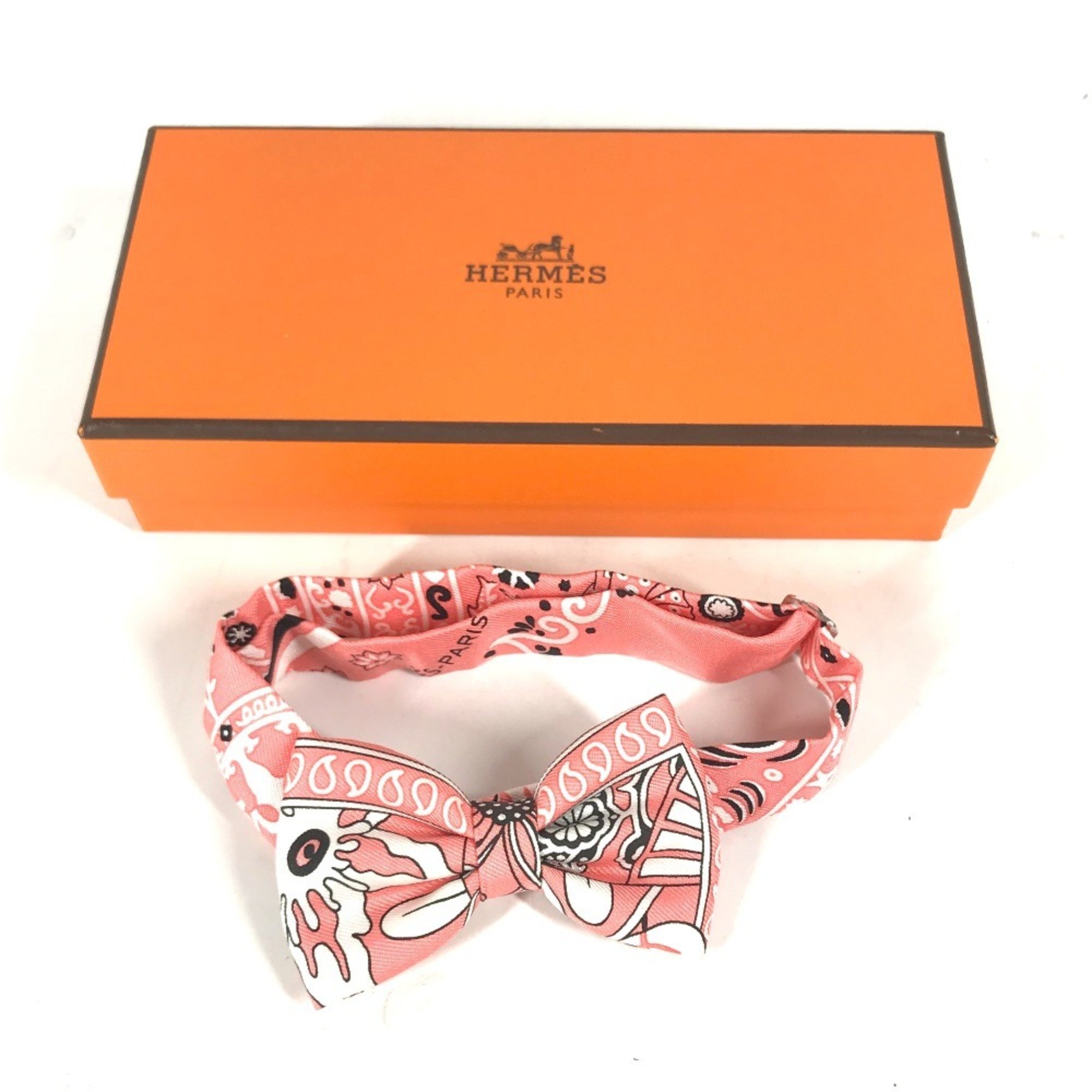 HERMES Hermes Ribbon Nouveau Papillon Bow Tie Silk Men's Pink