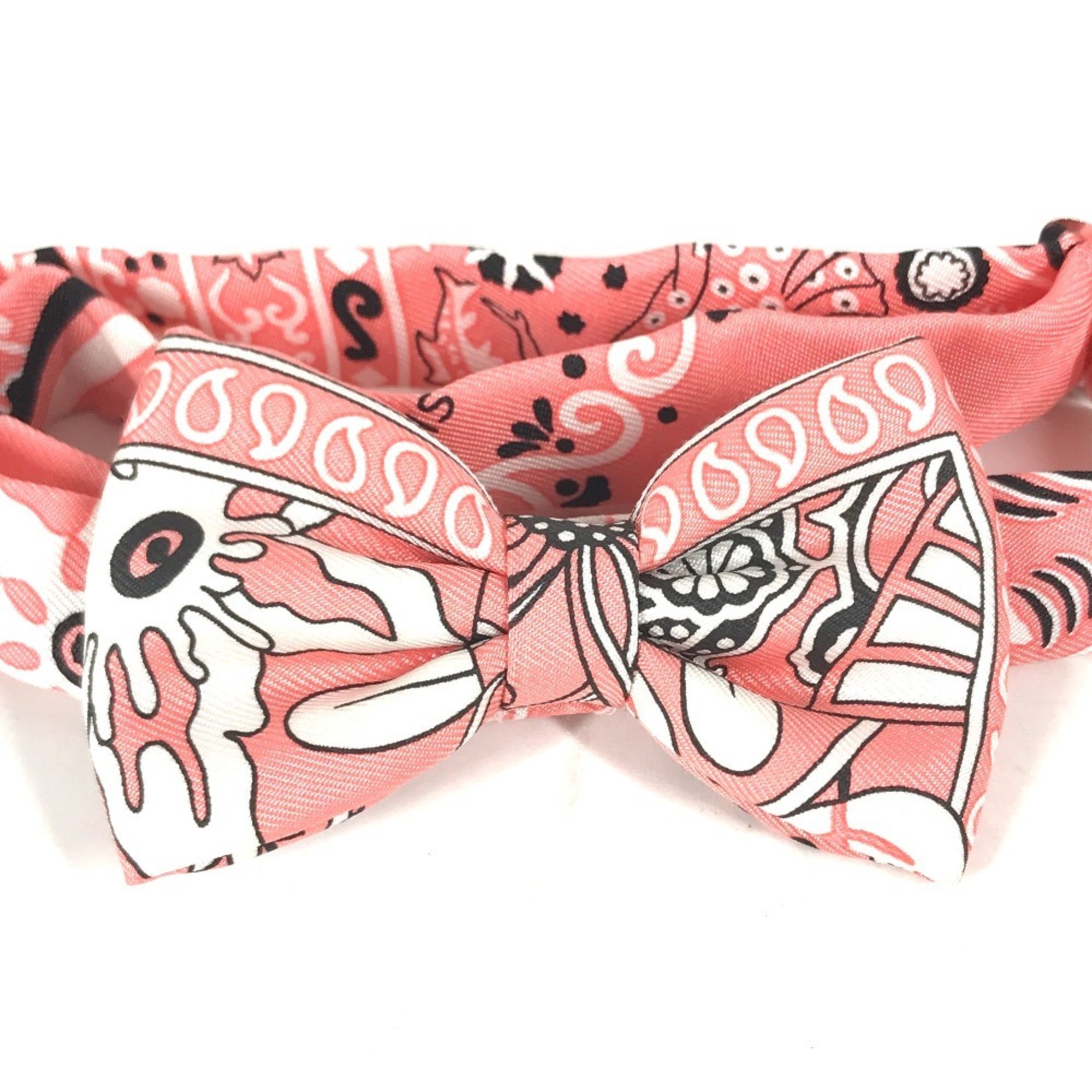 HERMES Hermes Ribbon Nouveau Papillon Bow Tie Silk Men's Pink