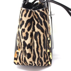 JIMMY CHOO Leopard handbag shoulder bag leather pony for women black