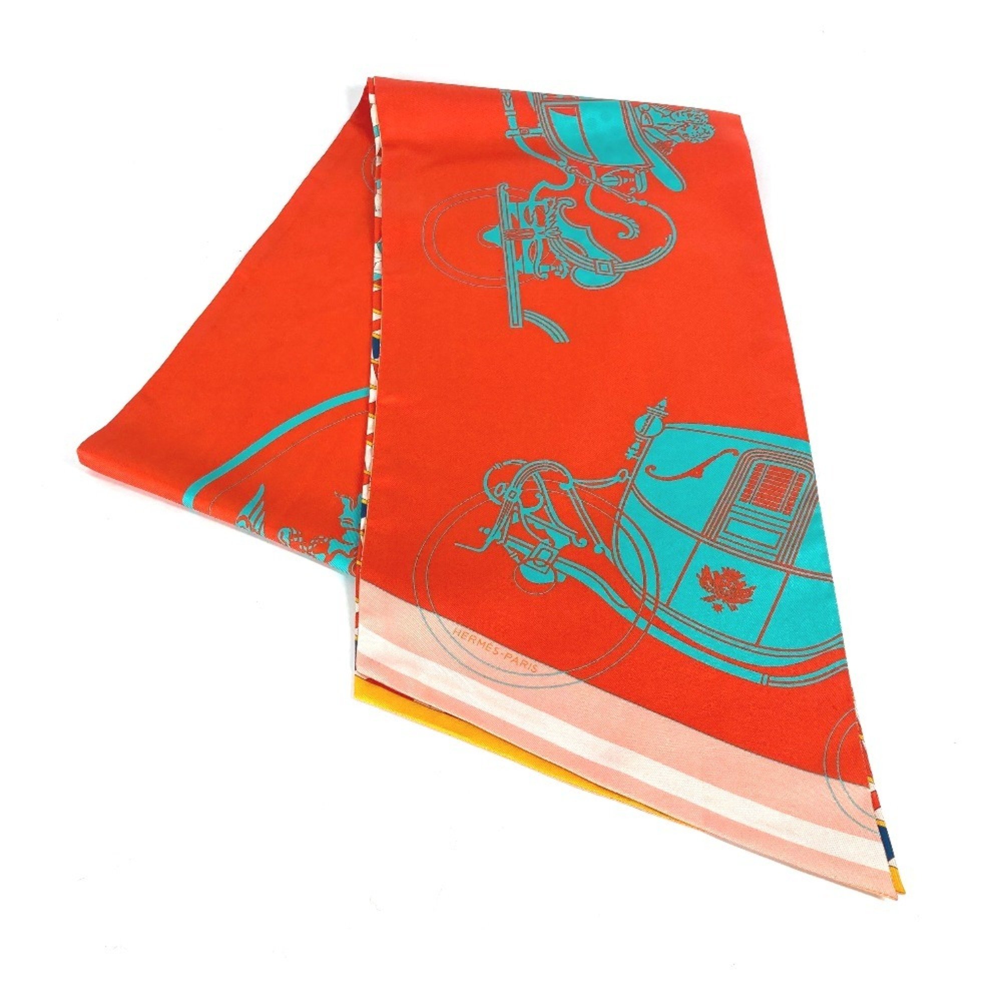 HERMES Maxi Twilly Bandeau Scarf Shawl Stole Silk Women's Orange