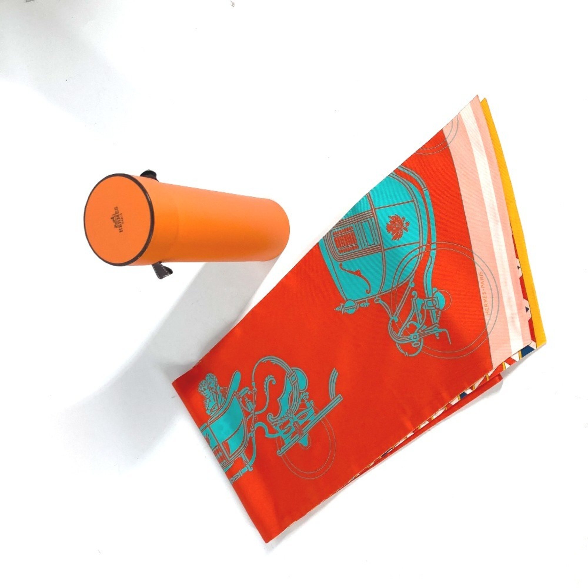 HERMES Maxi Twilly Bandeau Scarf Shawl Stole Silk Women's Orange