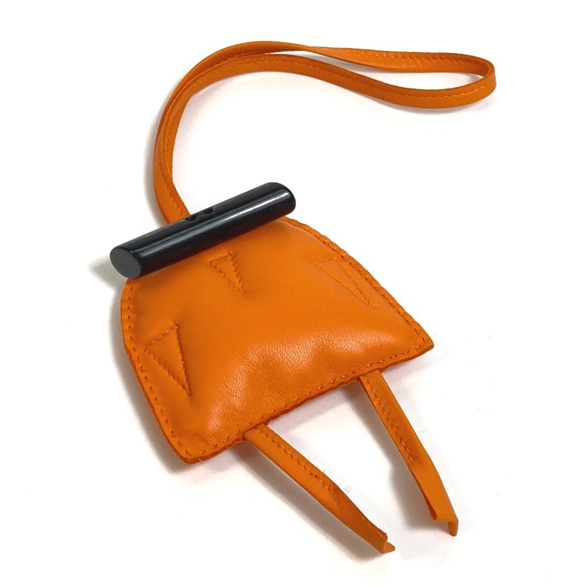 HERMES Petit H Owl Charm Bag Leather Buffalo Horn Men's Women's Orange