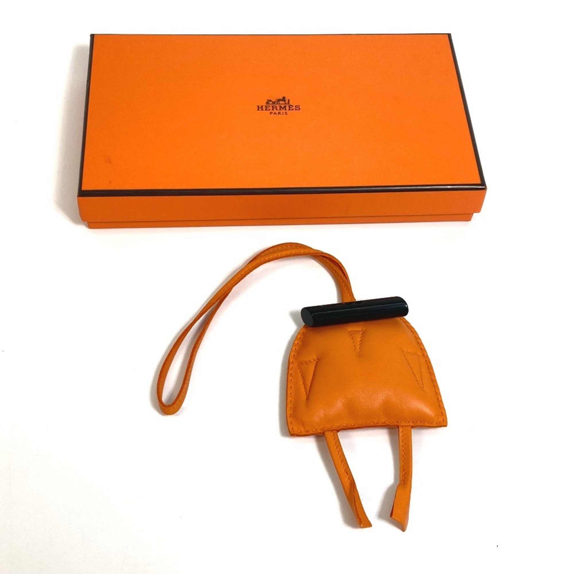 HERMES Petit H Owl Charm Bag Leather Buffalo Horn Men's Women's Orange