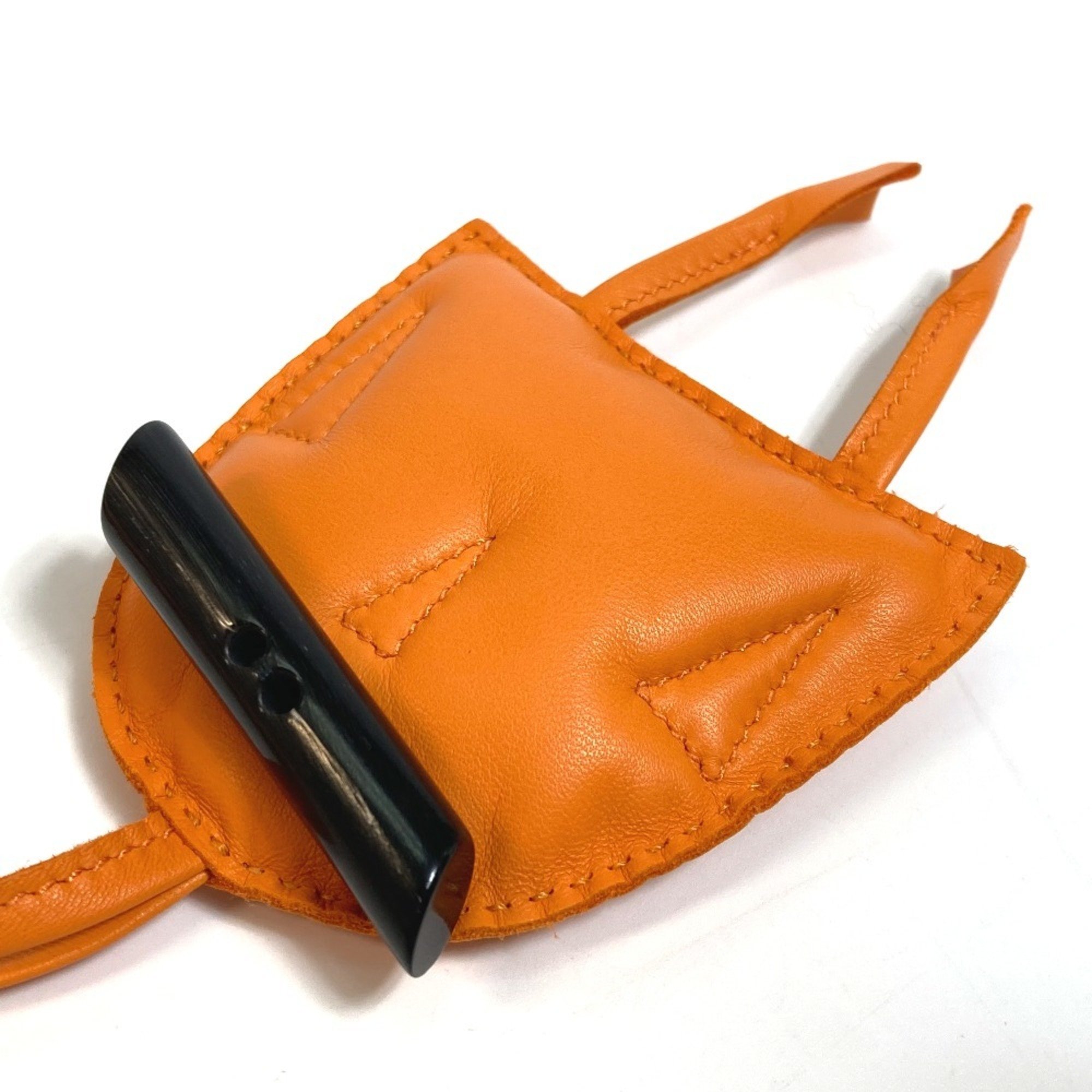 HERMES Petit H Owl Charm Bag Leather Buffalo Horn Men's Women's Orange