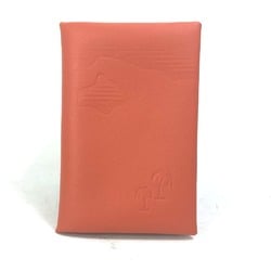 HERMES Hermes Business Card Holder Pass Case Calvi Palm Tree Design Bifold Holder/Card Swift Men's Women's Orange