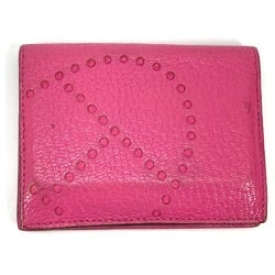 HERMES Hermes Business Card Holder Pass Case Punching Bi-fold Holder/Card Cushvel Women's Pink