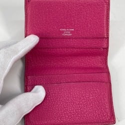 HERMES Hermes Business Card Holder Pass Case Punching Bi-fold Holder/Card Cushvel Women's Pink