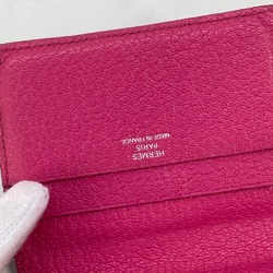 HERMES Hermes Business Card Holder Pass Case Punching Bi-fold Holder/Card Cushvel Women's Pink