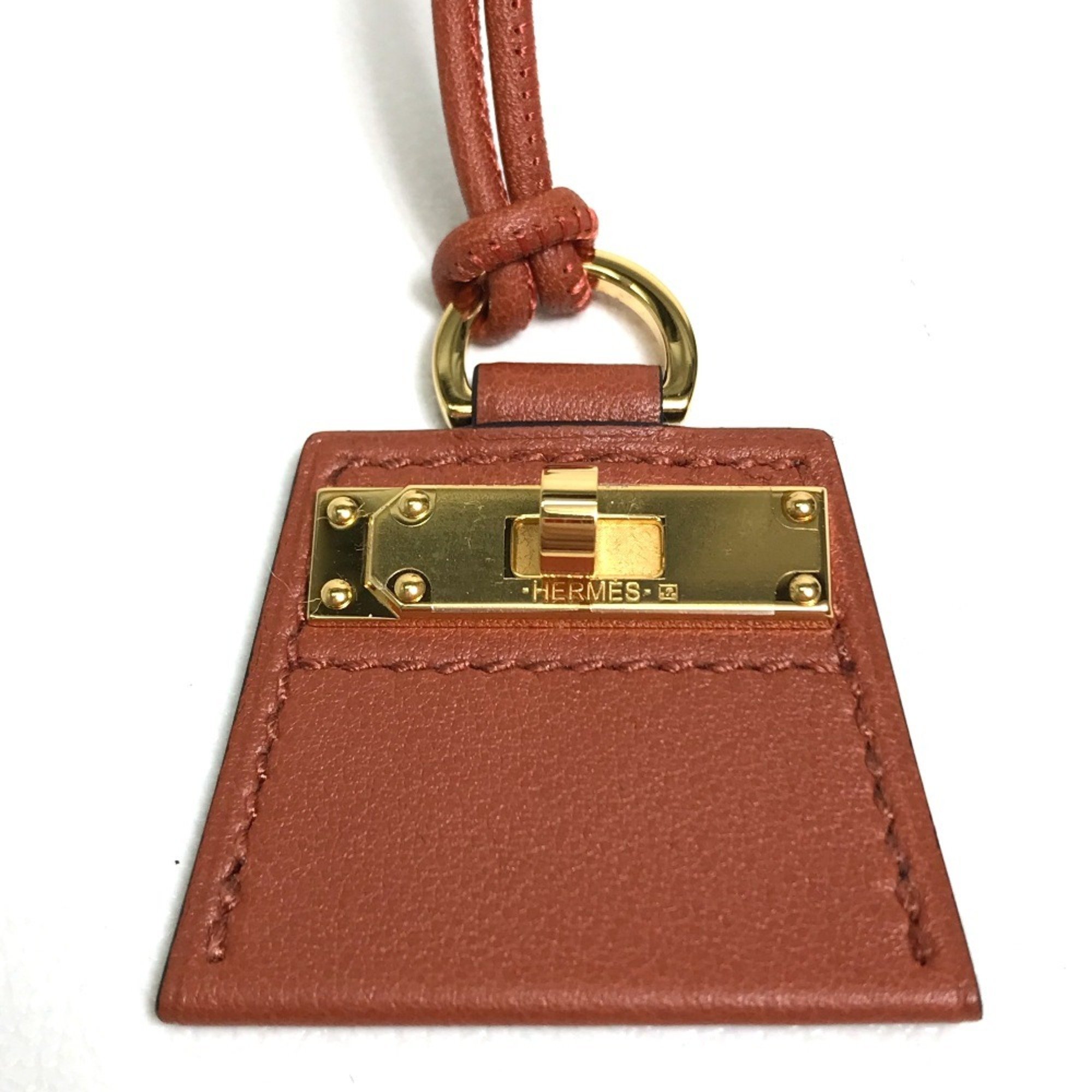 HERMES Mon Petit Kelly PM Necklace Leather Women's Brown