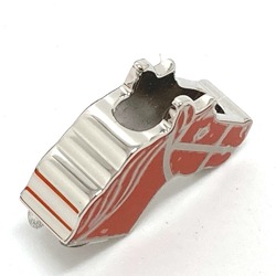 HERMES Horse motif Cadrige Twilly scarf ring for women, silver x orange