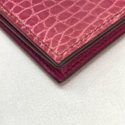 HERMES Bearn Soufflet Diamond Bi-fold Long Wallet K18WG Women's Fuchsia Pink