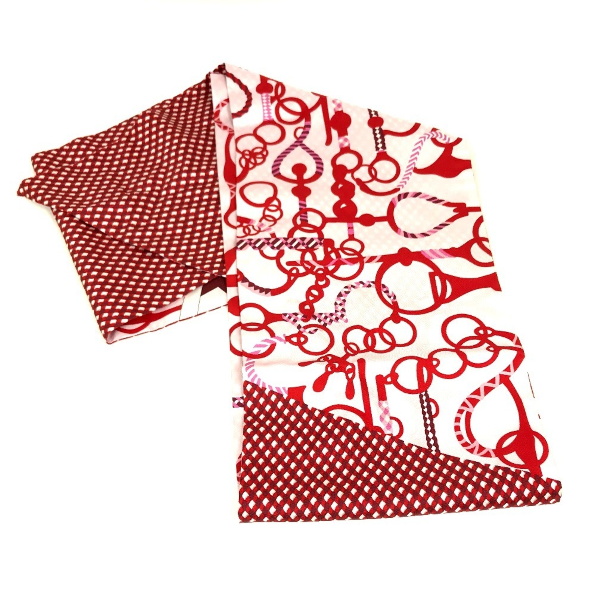 HERMES Bandeau Scarf Maxi Twilly Silk Women's Red