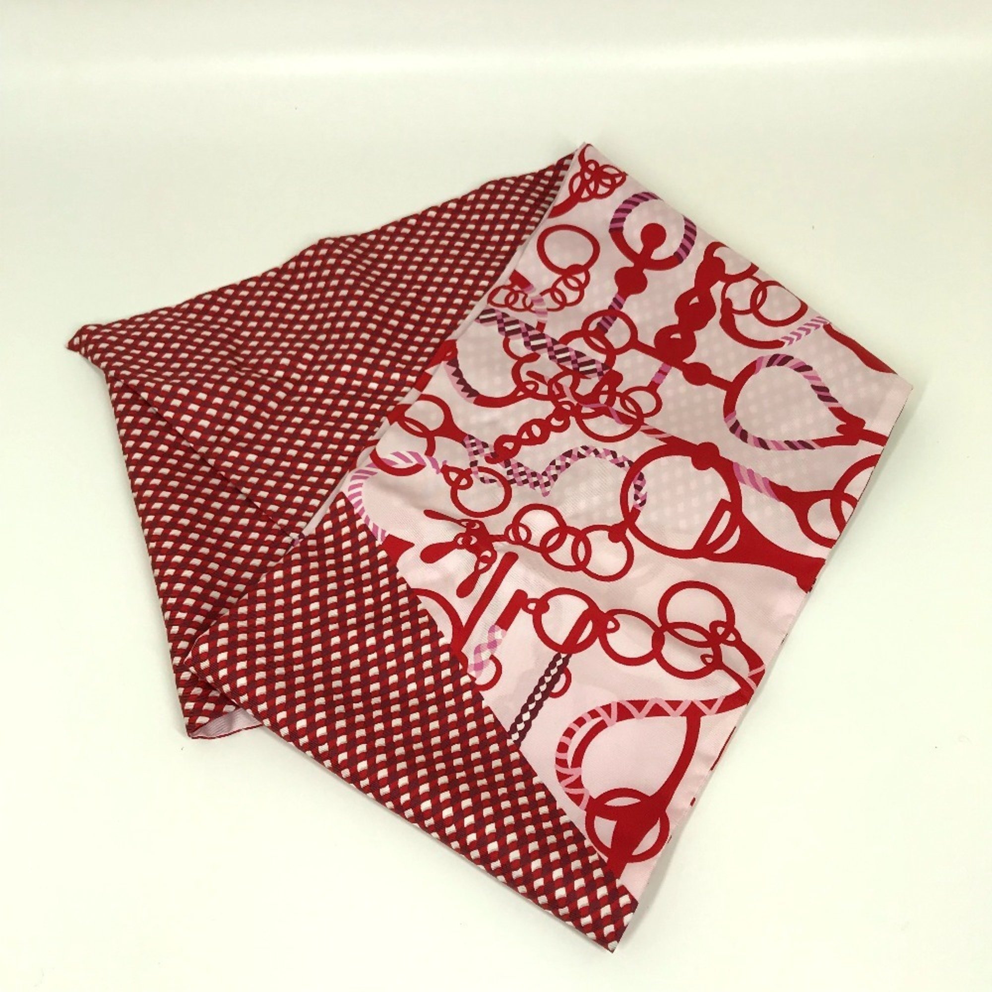 HERMES Bandeau Scarf Maxi Twilly Silk Women's Red