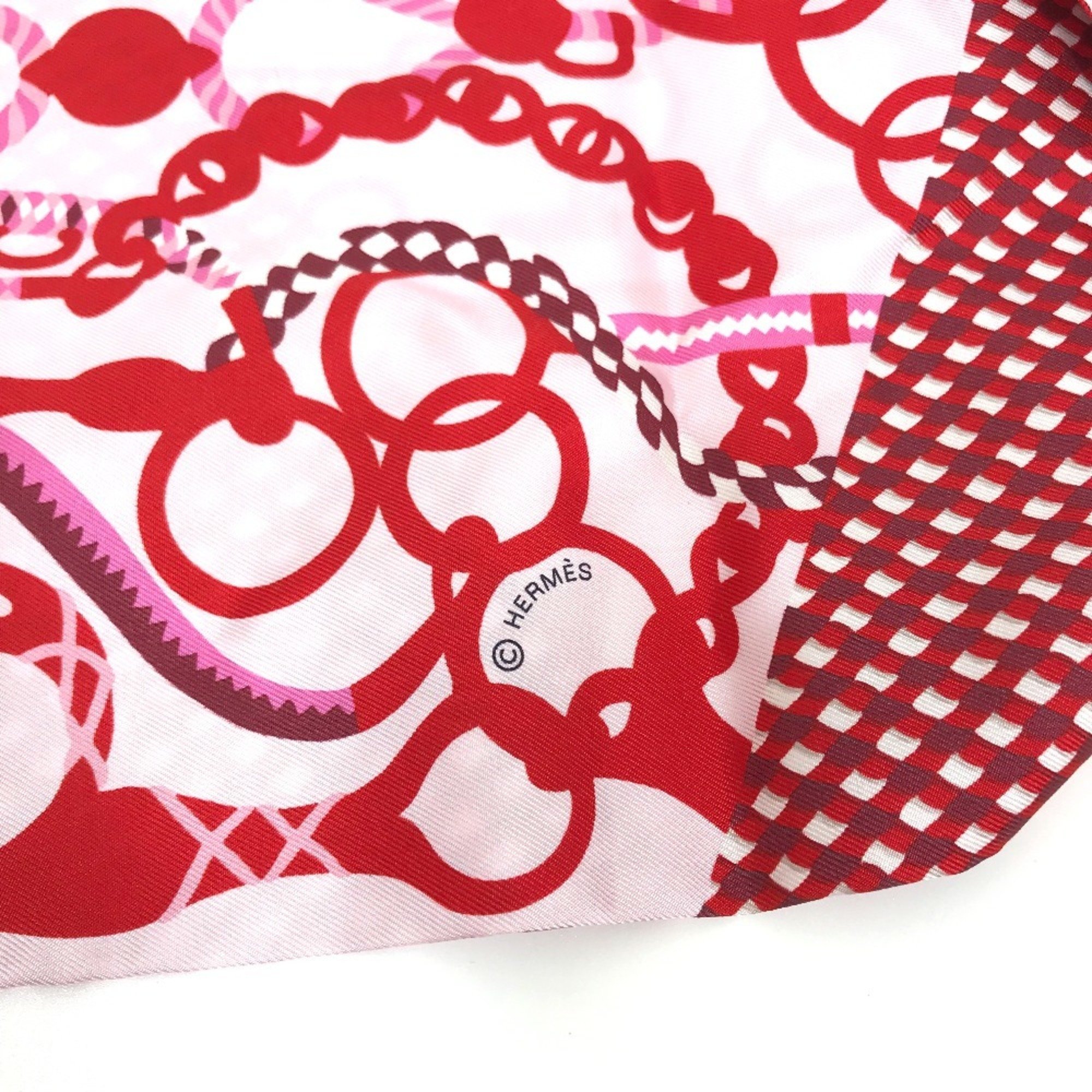 HERMES Bandeau Scarf Maxi Twilly Silk Women's Red