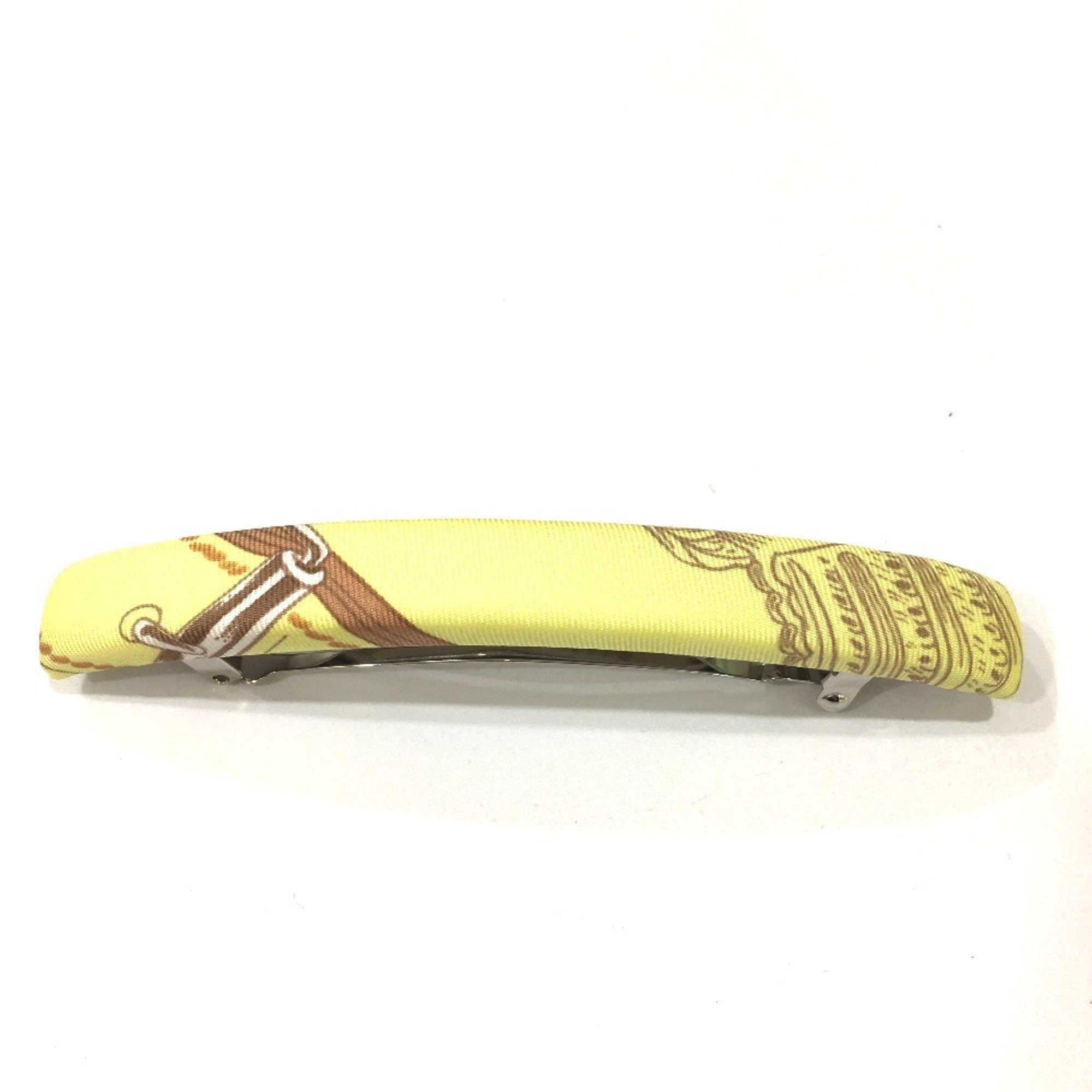 HERMES Hermes Hair Clip Barrette Silk Women's Yellow