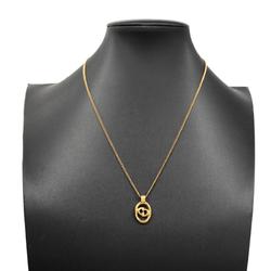 Christian Dior Necklace CD Oval GP Plated Gold Women's