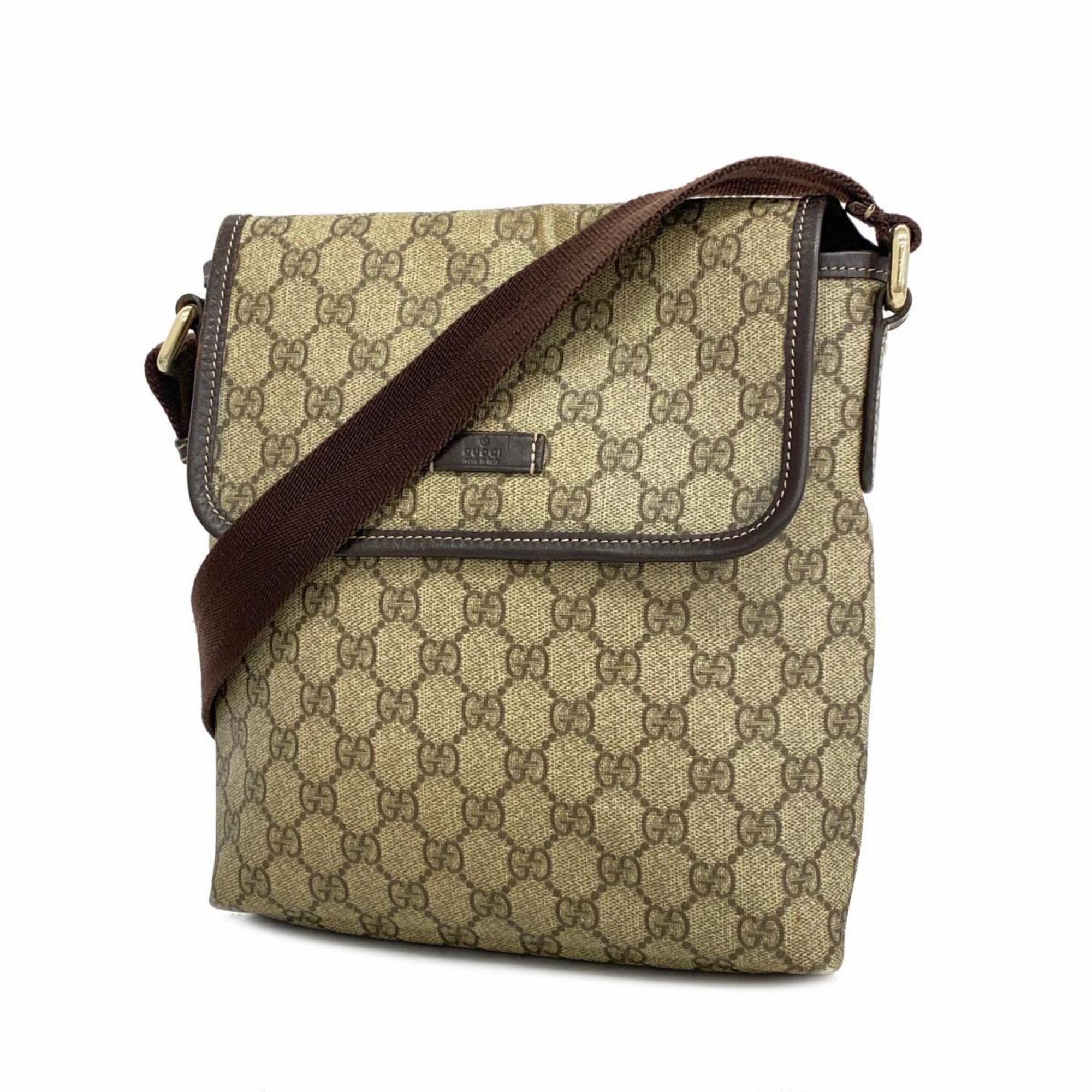 Gucci Shoulder Bag GG Supreme 223666 Brown Champagne Women's