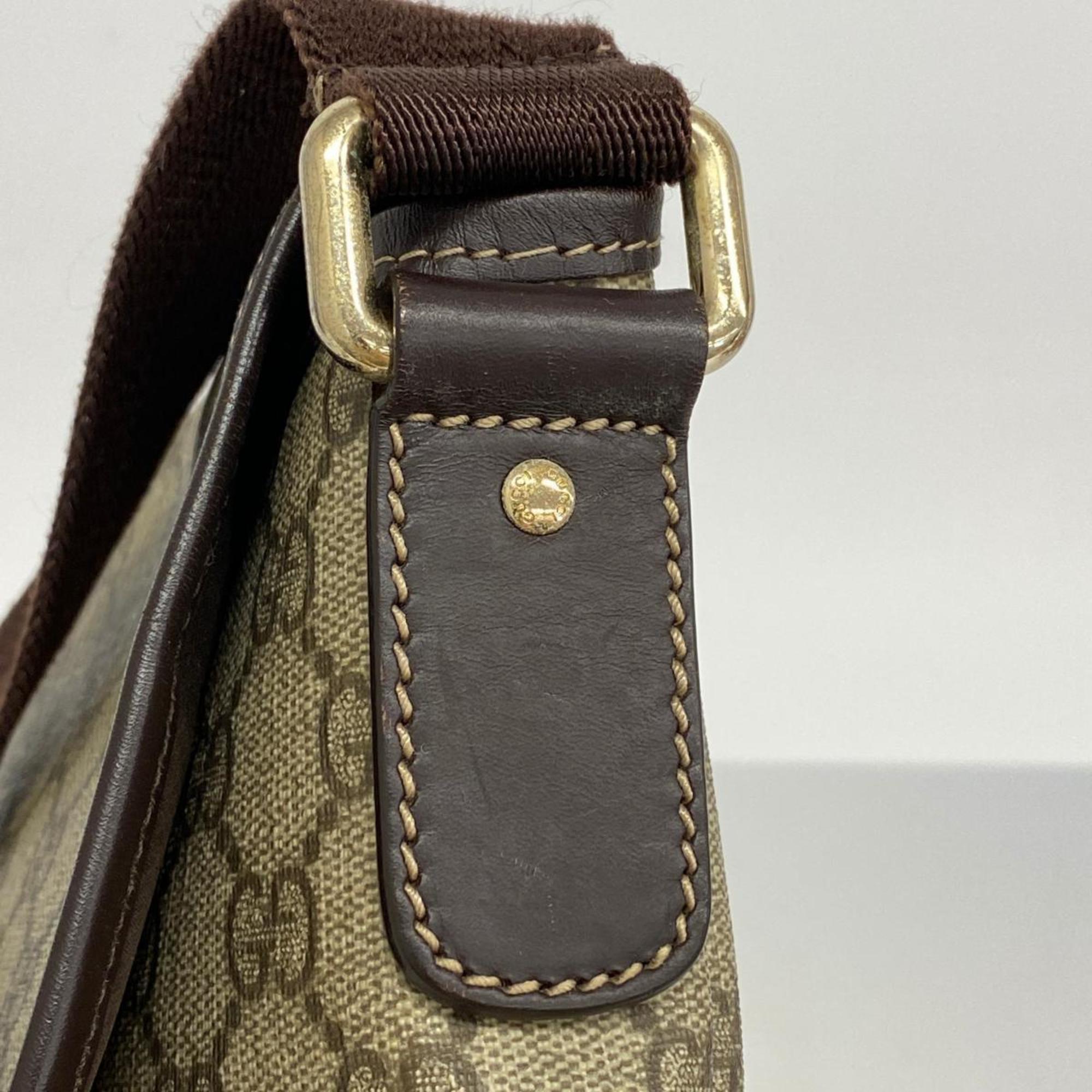 Gucci Shoulder Bag GG Supreme 223666 Brown Champagne Women's