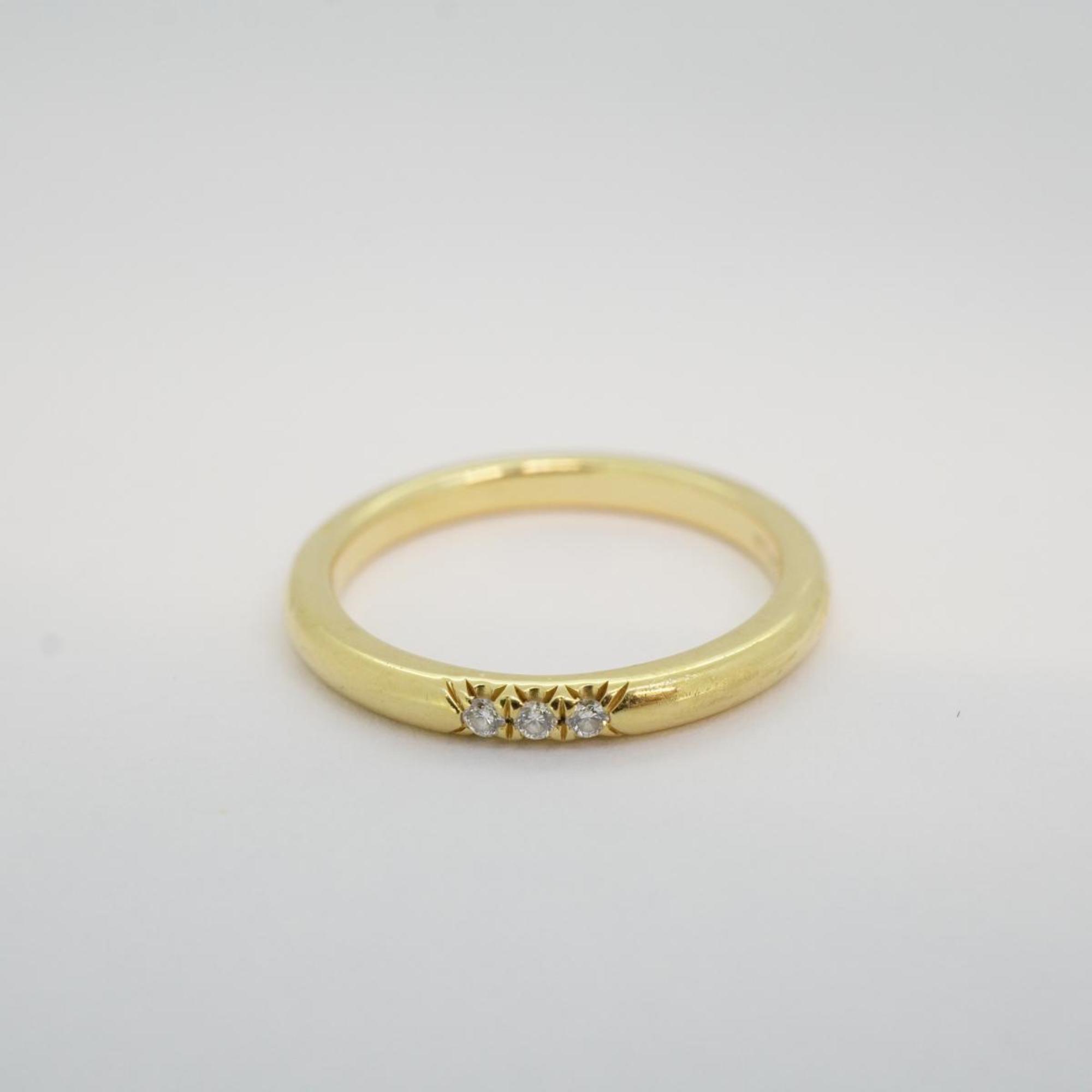 Tiffany Ring Classic Band 3PD Diamond K18YG Yellow Gold Women's