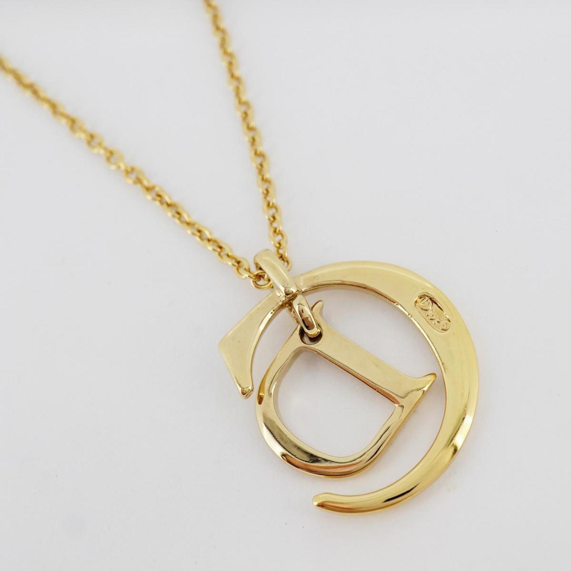 Christian Dior Necklace CD GP Plated Gold Women's