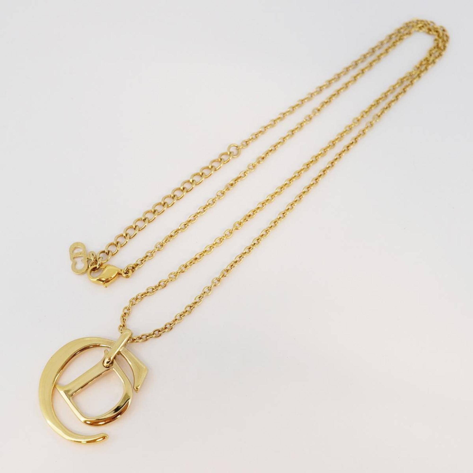 Christian Dior Necklace CD GP Plated Gold Women's