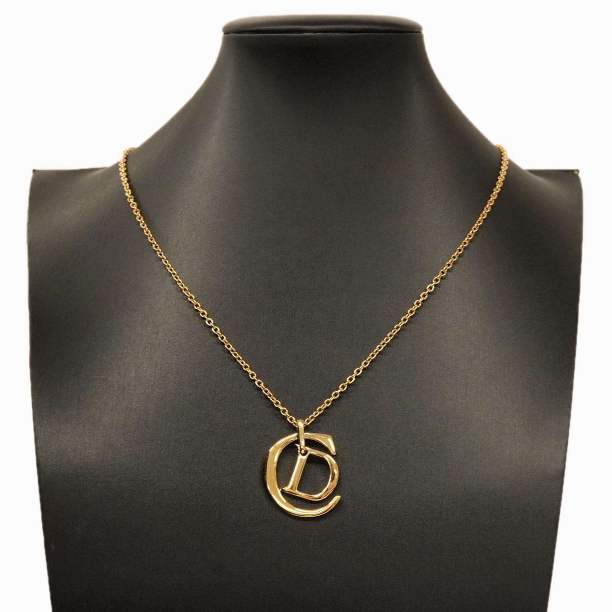 Christian Dior Necklace CD GP Plated Gold Women's