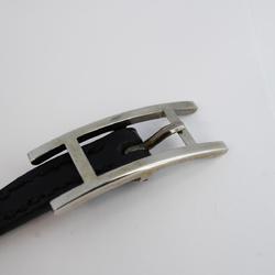 Hermes Bracelet API3 □F Engraved Metal Material Leather Silver Black Men's Women's