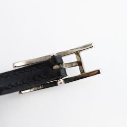 Hermes Bracelet API3 □F Engraved Metal Material Leather Silver Black Men's Women's