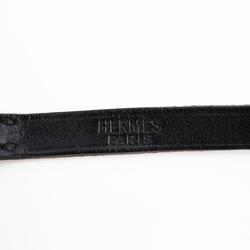 Hermes Bracelet API3 □F Engraved Metal Material Leather Silver Black Men's Women's