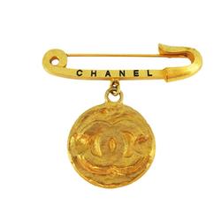 Chanel Brooch Coco Mark Circle GP Plated Gold 94P Women's