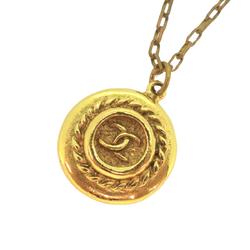 Chanel Necklace Coco Mark Circle GP Plated Gold Women's